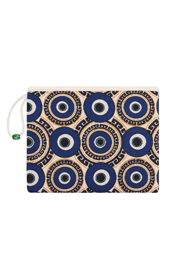 Nazar Boncuğu Desen Goblen El Çantası - Bursa İpek