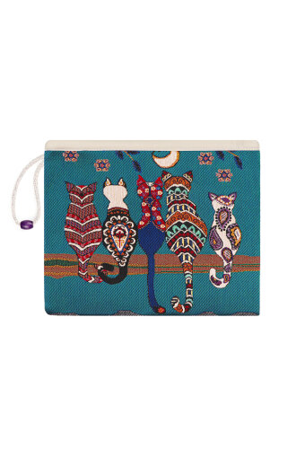 Kedi Desen Goblen El Çantası 