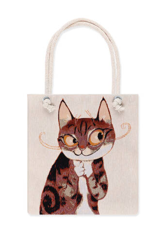 Kedi Desen Goblen Omuz Çantası 