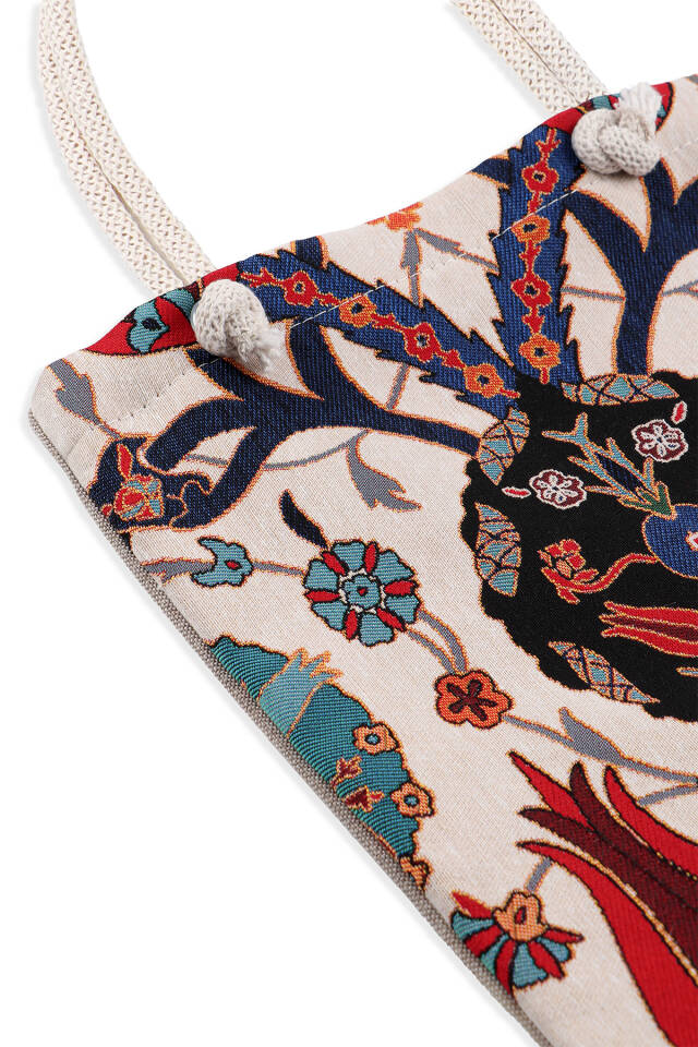 Çini Lale Desen Goblen Omuz Çantası - 3
