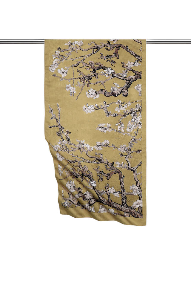 Gold Almond Blossom Silky Foulard - 1