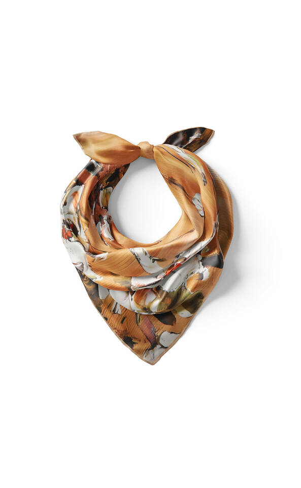 Gold Anemone Pattern Silk Pocket Square - 3