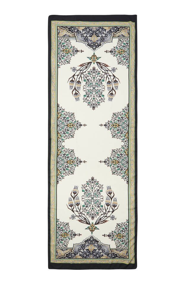 Gold Black Candlestick Pattern Wide Silky Foulard - 4