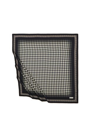 Gold Black Crowbar Silk Square Scarf 