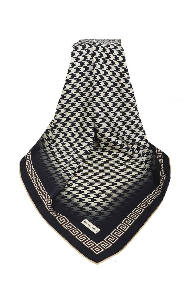 Gold Black Crowbar Silk Square Scarf - 3