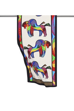 Gold Black Patterned Silky Foulard 