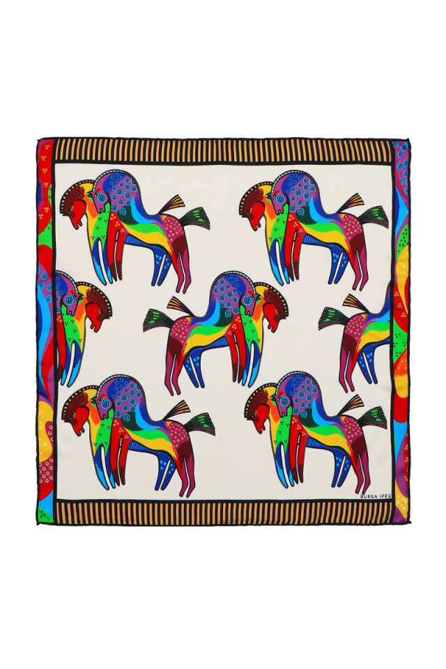 Gold Black Patterned Silky Pocket Square - 1