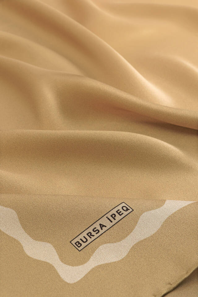 Gold Border Water Wave Silk Square Scarf - 3