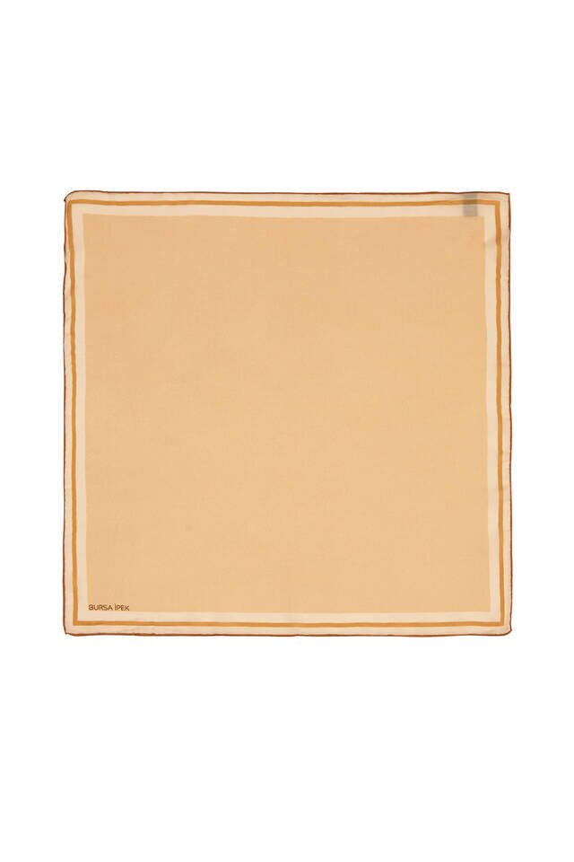 Gold Bordered Plain Silk Pocket Square - Bursa İpek