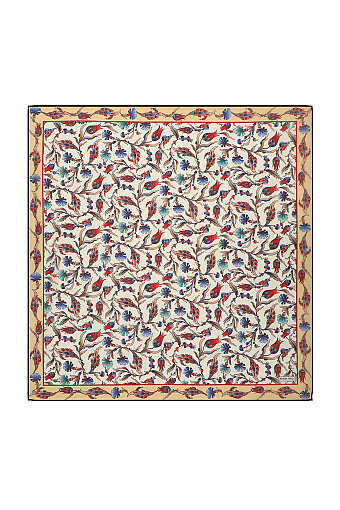 Gold Carnation Tulip Pattern Soft Square Scarf 