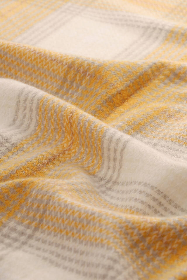 Gold Ecru Patterned Winter Shawl - 4