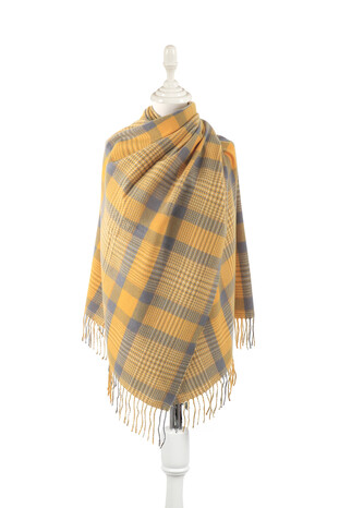 Gold Gray Patterned Winter Shawl 