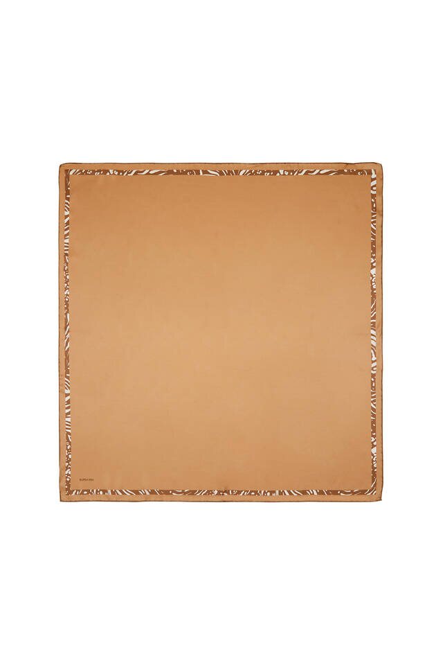 Gold Kenarı Sulu Zebra İpek Eşarp 