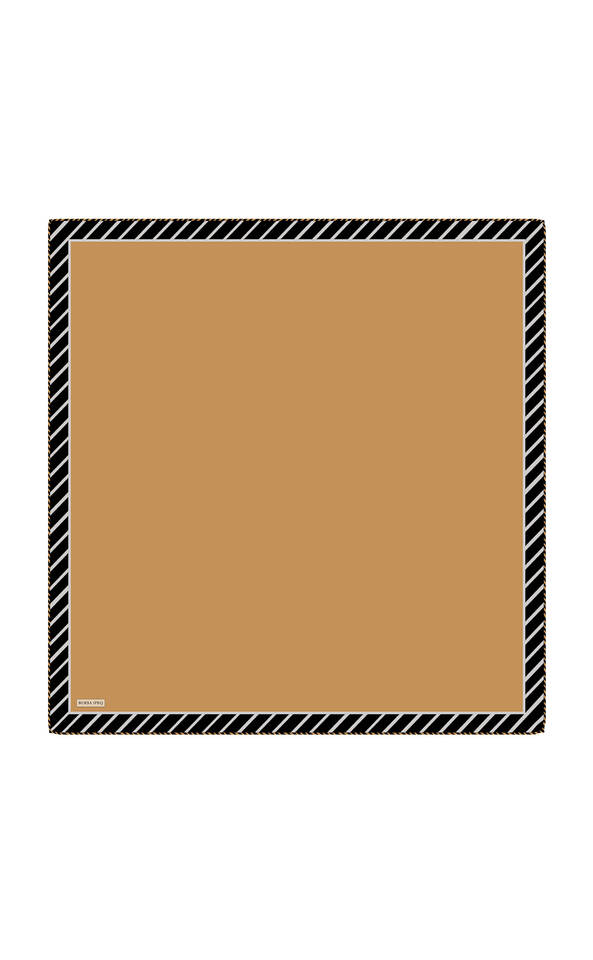 Gold Stripe Pattern Twill Silk Square Scarf - 2