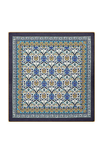 Gold Tile Tulip Pattern Soft Square Scarf 