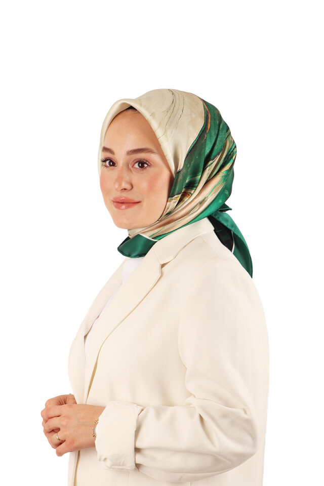 وشاح حرير سورا بنمط جرانيت الزمرد 