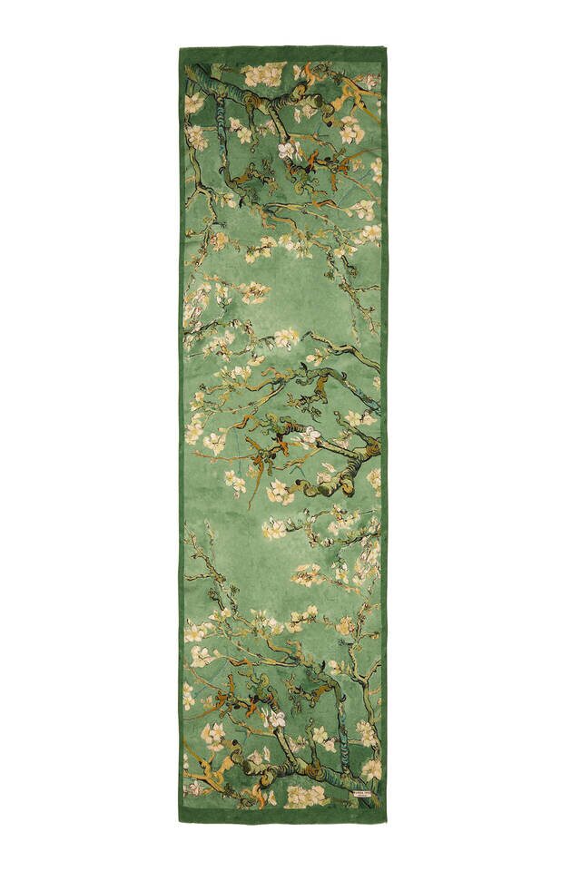 Grass Green Almond Blossom Silk Foulard - 5