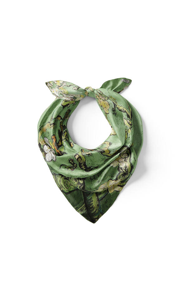 Grass Green Almond Blossom Silk Pocket Square - 3