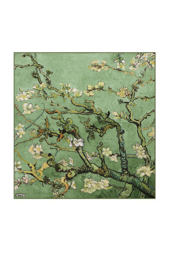 Grass Green Almond Blossom Silk Pocket Square 