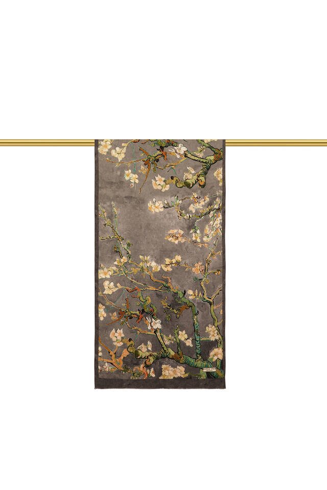 Gray Almond Blossom Silk Foulard - 2