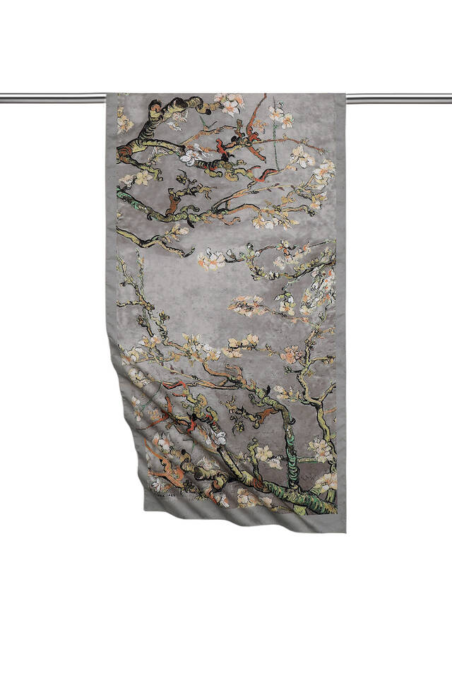 Gray Almond Blossom Silky Foulard - 1