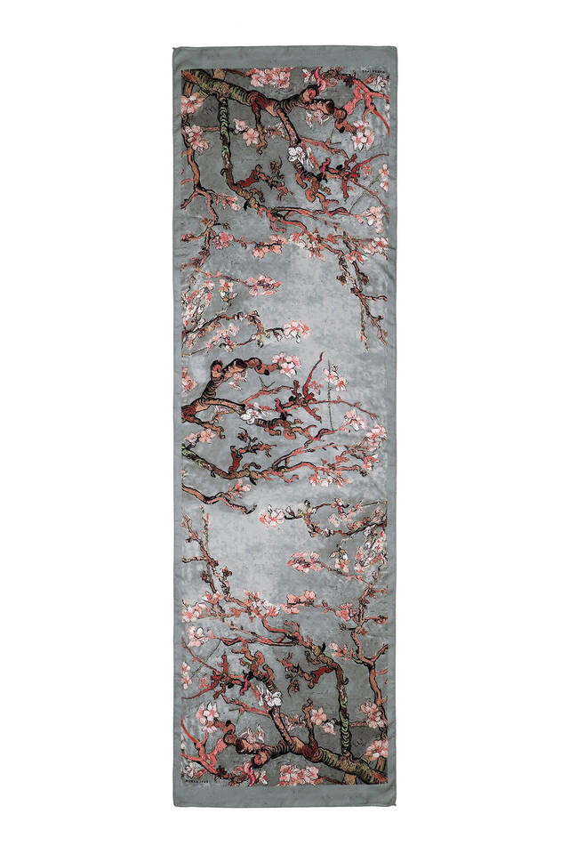 Gray Almond Blossom Silky Foulard - 3