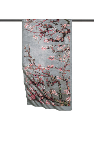 Gray Almond Blossom Silky Foulard 