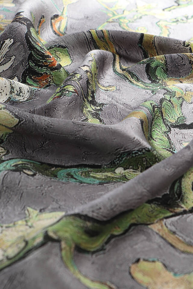 Gray Almond Blossom Sura Silk Square Scarf - 3