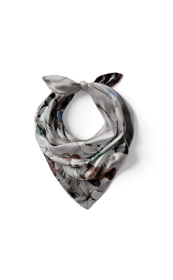 Gray Anemone Pattern Silk Pocket Square - 3