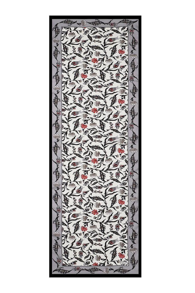 Gray Black Carnation Tulip Silk Foulard - 4