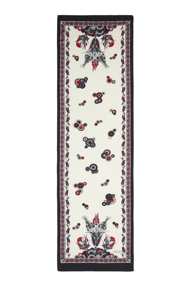 Gray Black Cintemani Pattern Narrow Silky Foulard - 4