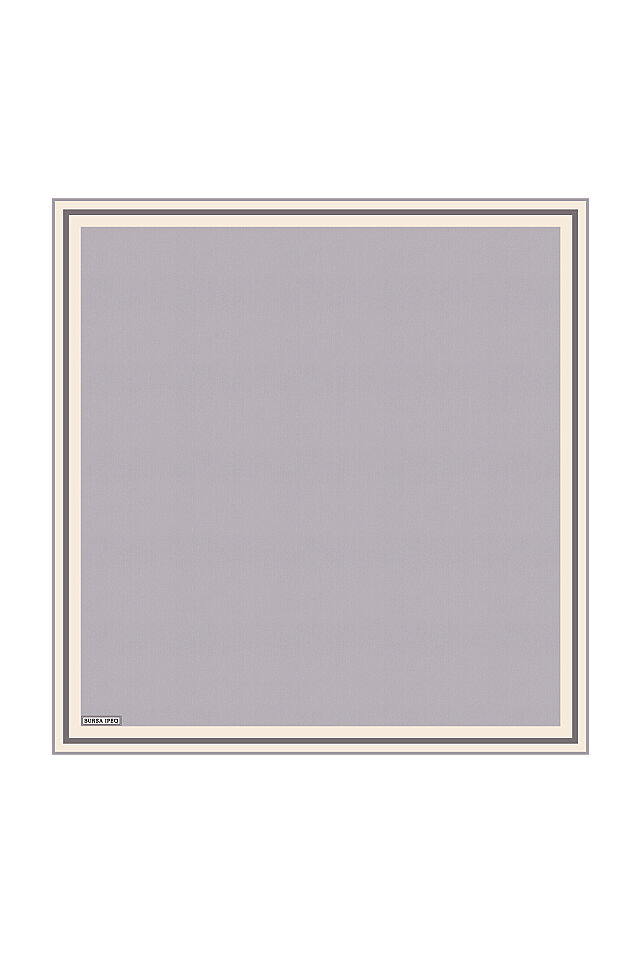 Gray Bordered Plain Silk Pocket Square - Bursa İpek
