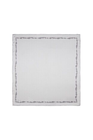 Gray Bordered Water Wave Silk Square Scarf 