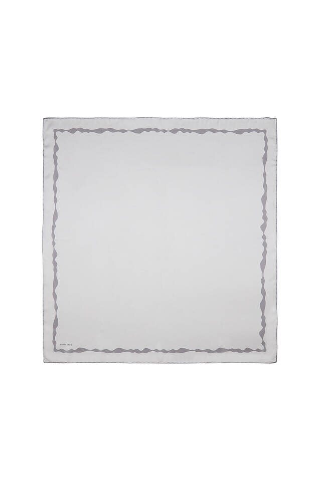 Gray Bordered Water Wave Silk Square Scarf 