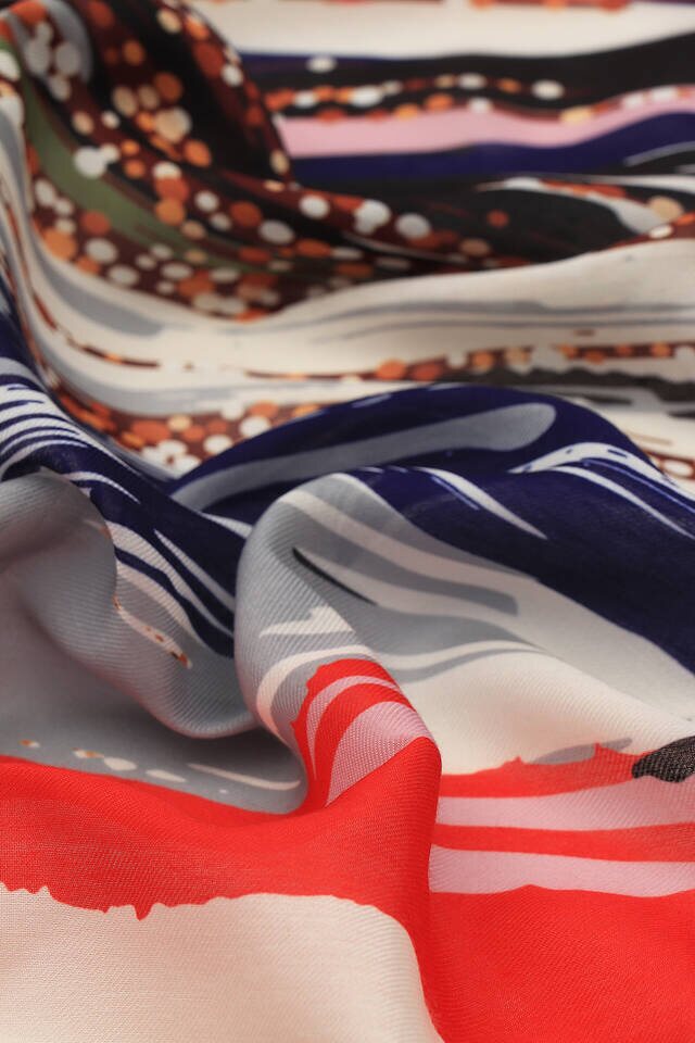 Gray Brush Pattern Soft Square Scarf - 3