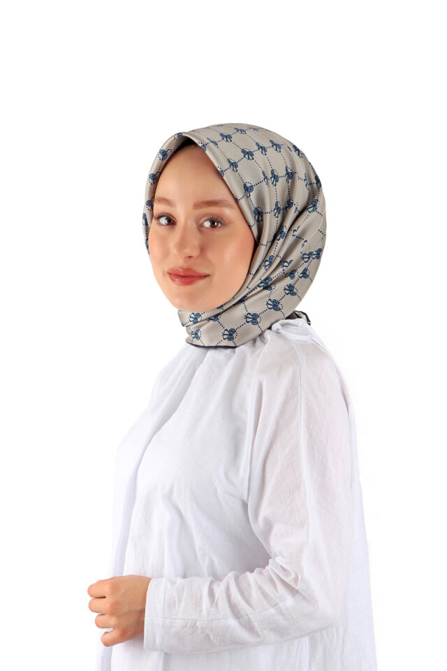 Gray Butterfly Monogram Twill Silk Square Scarf 