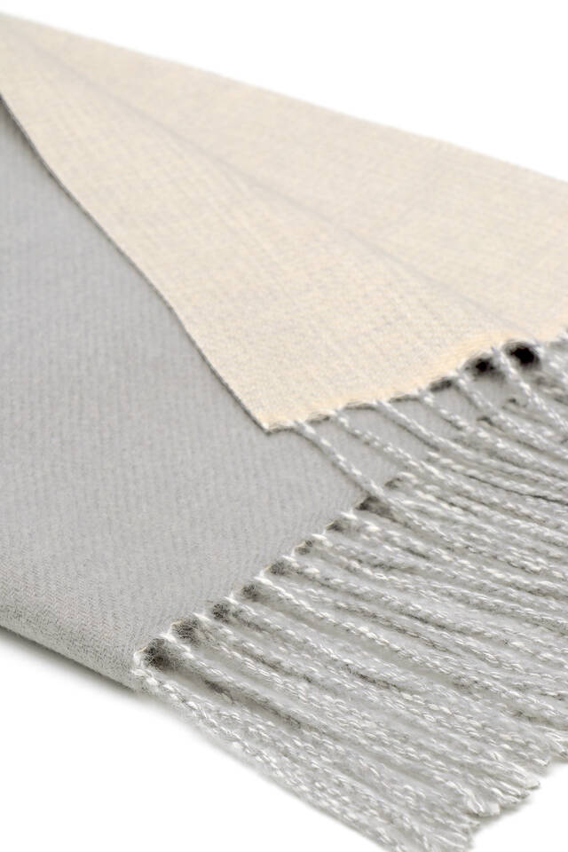 Gray Cream Double Sided Winter Shawl - 4