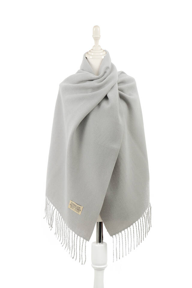 Gray Cream Double Sided Winter Shawl - Bursa İpek