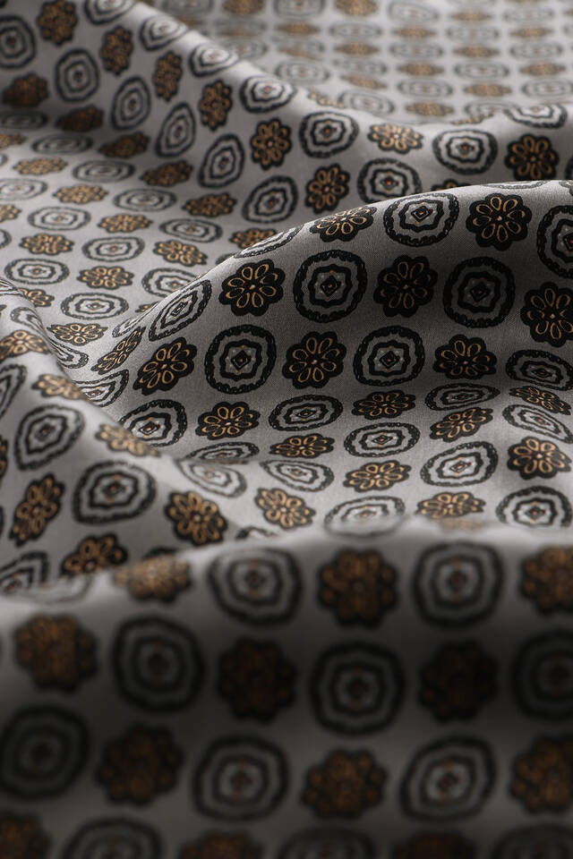 Gray Floral Pattern Men's Silk Foulard - 4