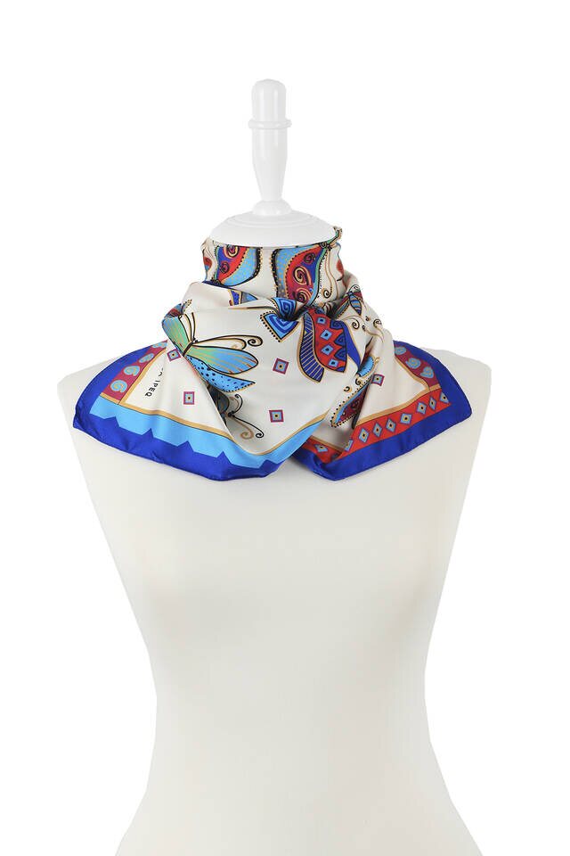 Gray Fuchsia Patterned Silky Foulard - 2