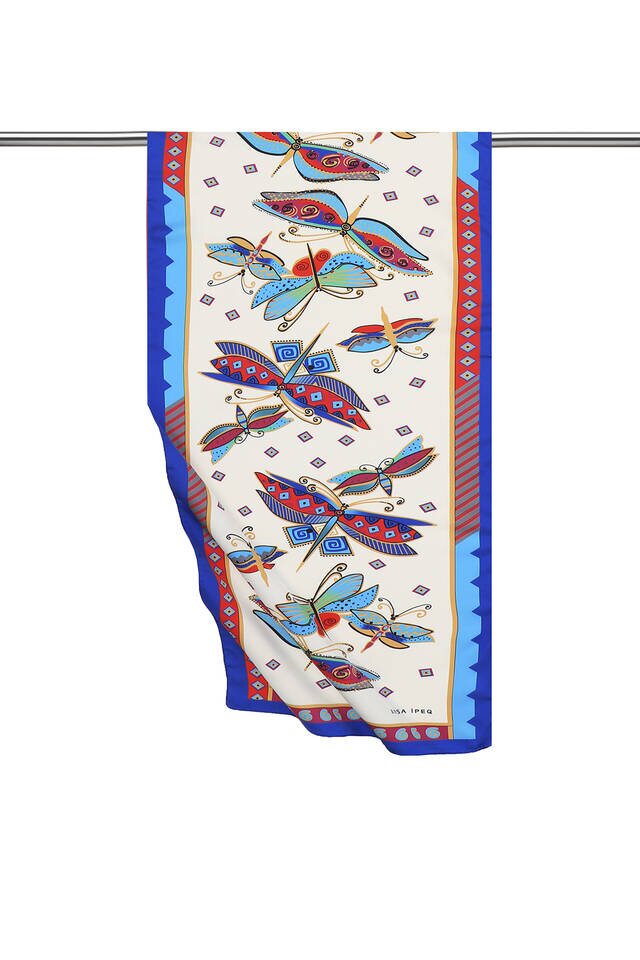 Gray Fuchsia Patterned Silky Foulard 