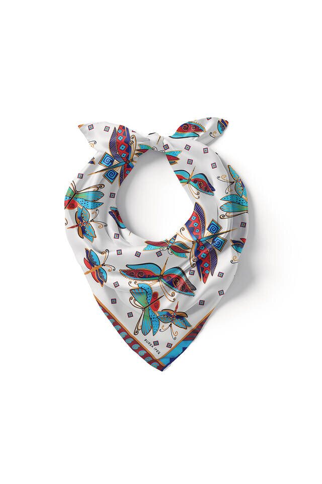 Gray Fuchsia Patterned Silky Pocket Square - 2