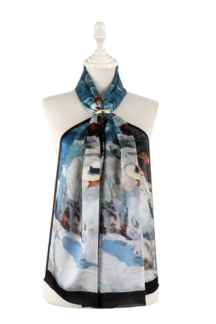 Gray Hat Women's Pattern Silk Foulard 