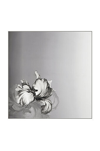 Gray Iris Pattern Twill Silk Square Scarf 