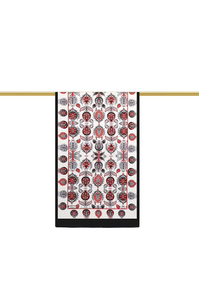 Gray Iznik Pattern Silk Foulard - 2