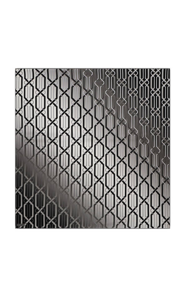 Gray Knitted Pattern Sura Silk Square Scarf 