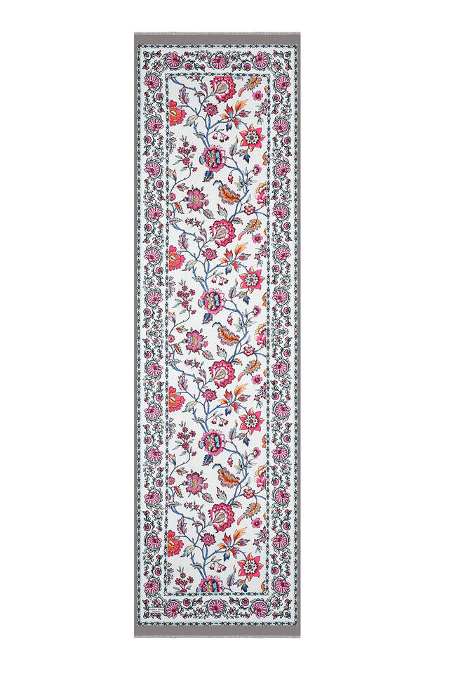 Gray Lily Pattern Voile Silk Foulard - 4