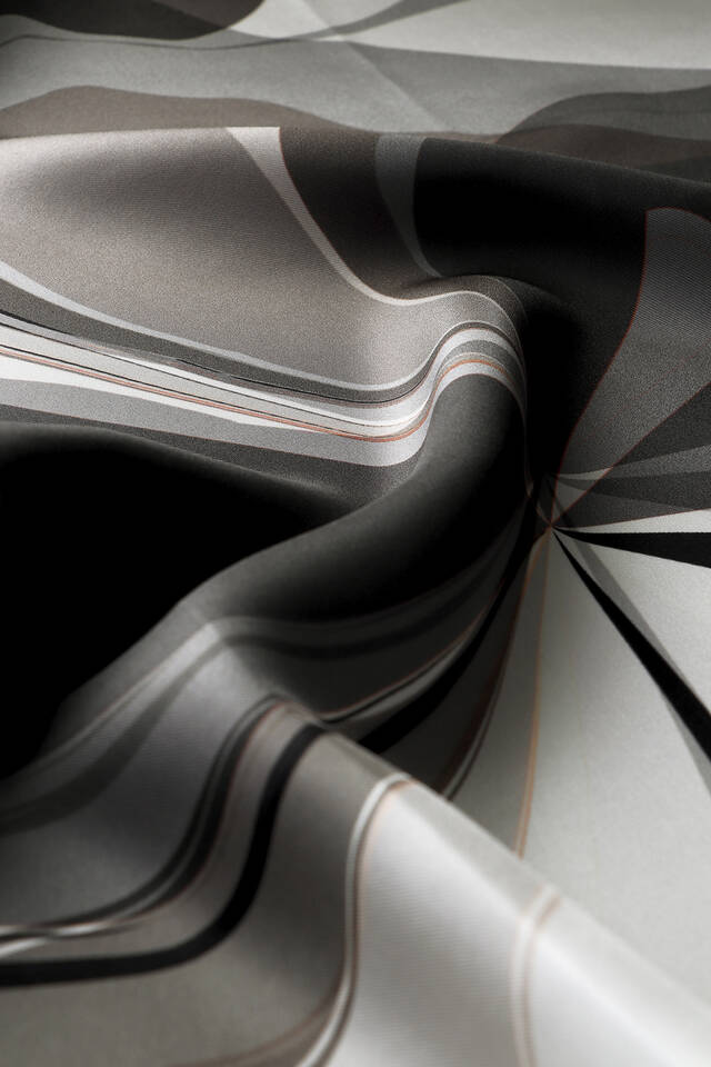 Gray Orchid Pattern Twill Silk Square Scarf - 3