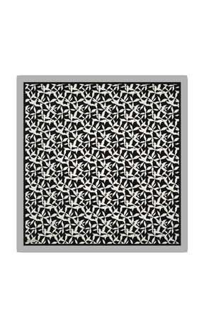 Gray Pia Pattern Sura Silk Square Scarf 