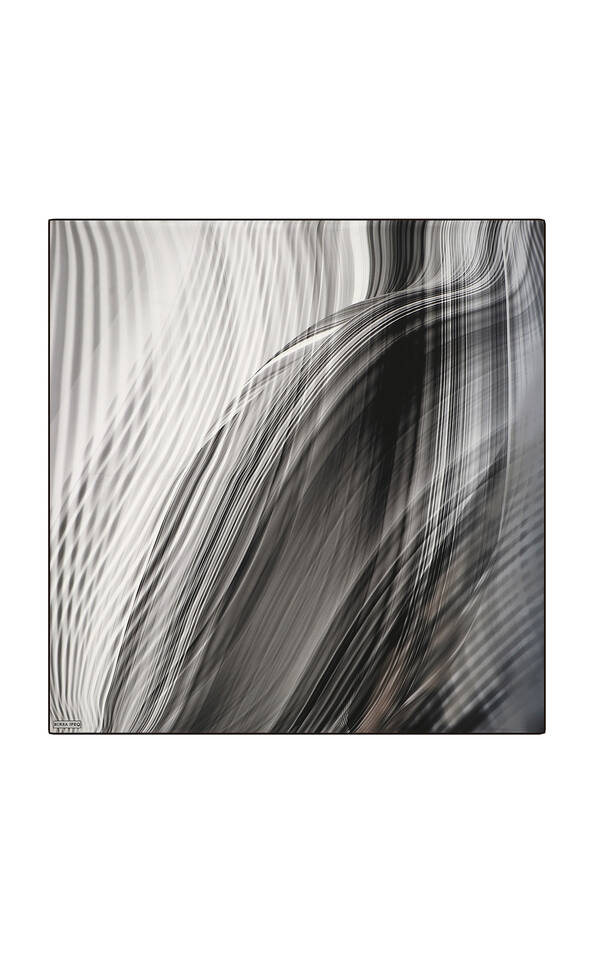 Gray Rainbow Pattern Sura Silk Square Scarf - 2